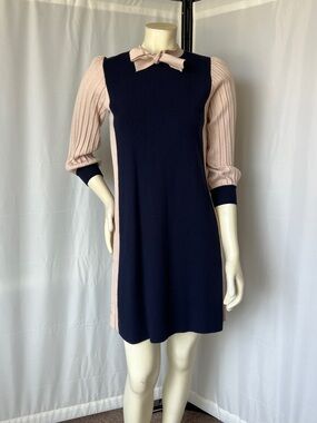 Paisley Knit Shift Colorblock Vintage Look Dress